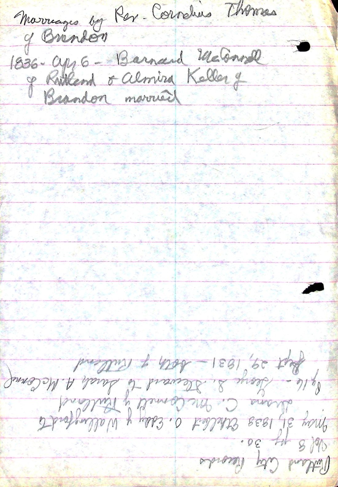 McCONNELL marriages 1821, 1838